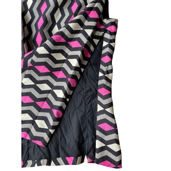 Milly Geometric Zigzag Silk Sleeveless Top Pink Black White - Size 6 - Picture 6 of 12